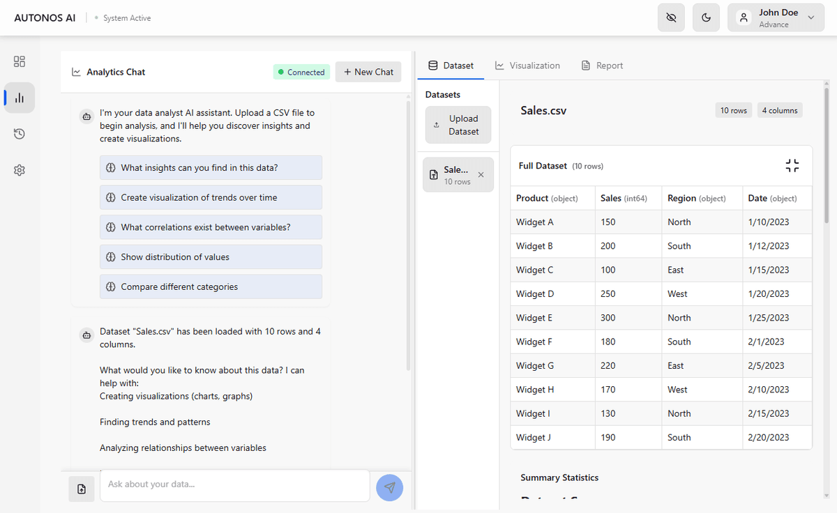 AutonosAI Training Platform Interface