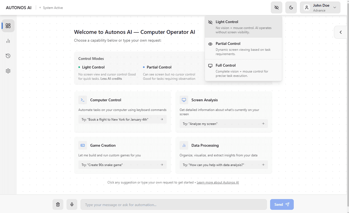 AutonosAI Platform - Core Interface