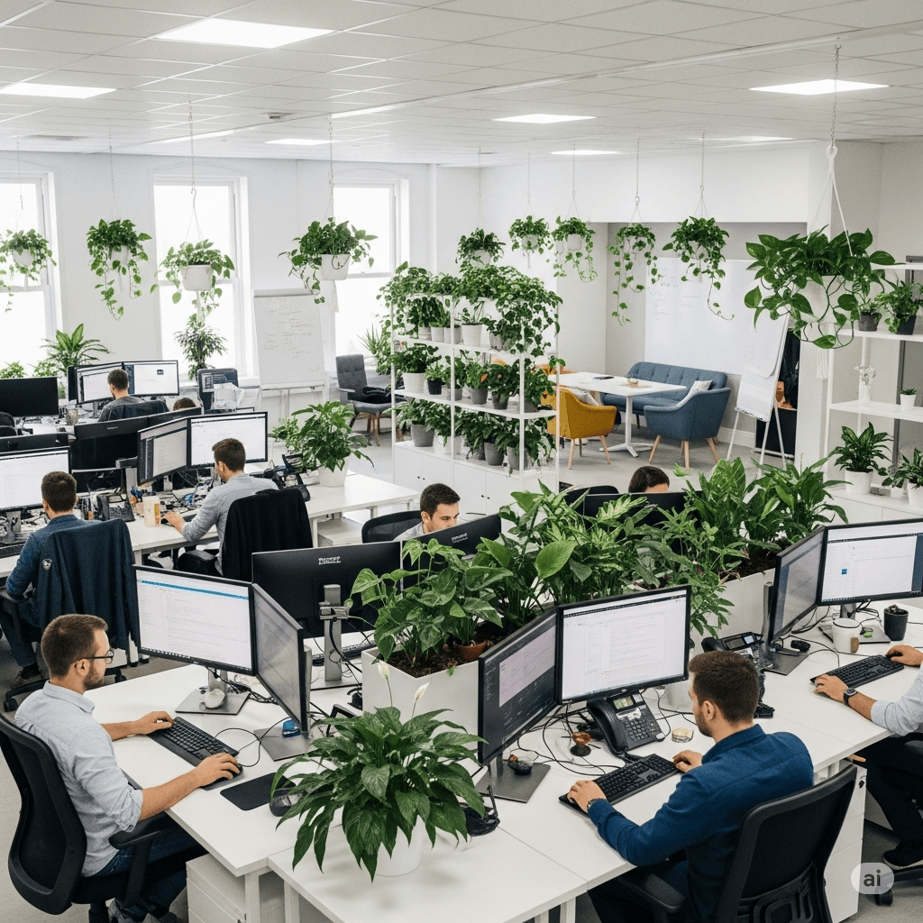 Learning environment - students collaborating on coding projects