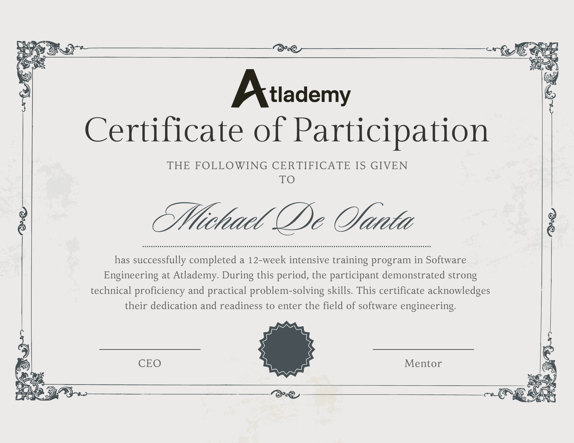 Official Atlademy Certificate